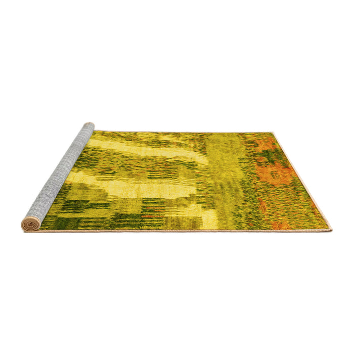 Sideview of Machine Washable Abstract Yellow Modern Rug, wshabs2573yw