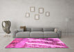 Machine Washable Abstract Pink Modern Rug in a Living Room, wshabs2573pnk