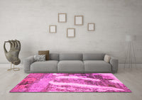 Machine Washable Abstract Pink Modern Rug, wshabs2573pnk