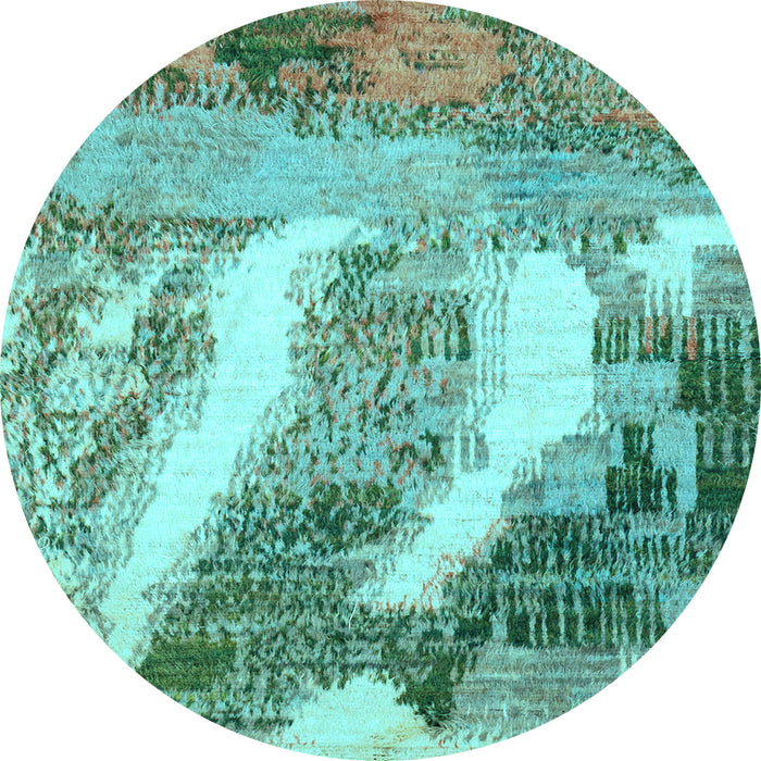 Round Abstract Light Blue Modern Rug, abs2573lblu