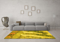 Machine Washable Abstract Yellow Modern Rug, wshabs2573yw