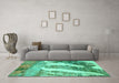 Machine Washable Abstract Turquoise Modern Area Rugs in a Living Room,, wshabs2573turq