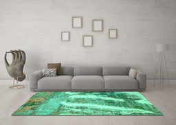 Machine Washable Abstract Turquoise Modern Area Rugs in a Living Room,, wshabs2573turq