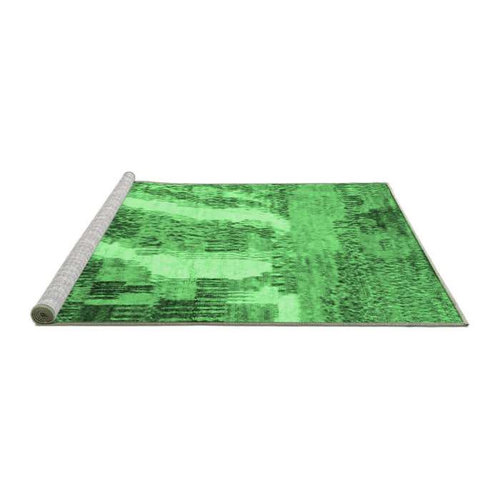 Sideview of Machine Washable Abstract Emerald Green Modern Area Rugs, wshabs2573emgrn