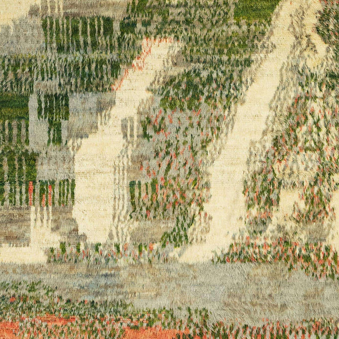 Machine Washable Abstract Ginger Brown Green Rug, wshabs2573