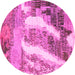 Round Abstract Pink Modern Rug, abs2573pnk