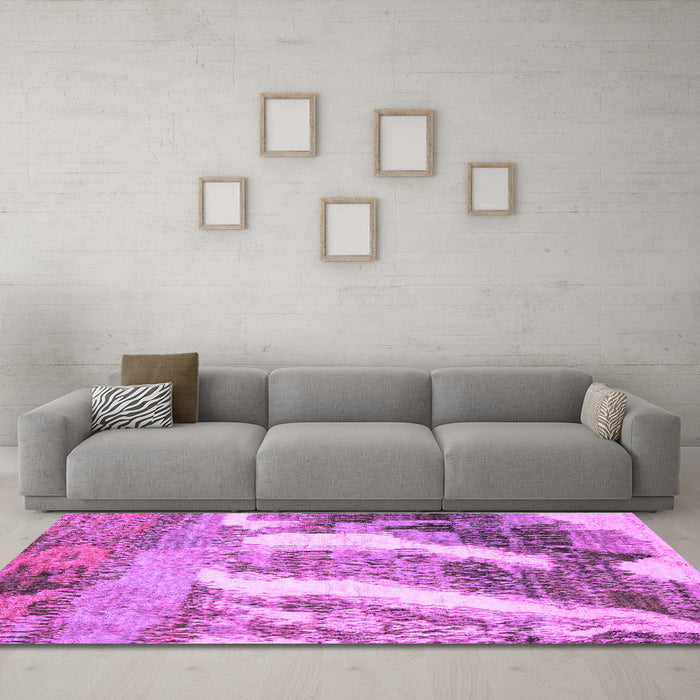 Machine Washable Abstract Purple Modern Area Rugs in a Living Room, wshabs2573pur