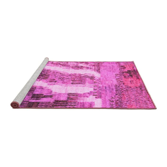 Sideview of Machine Washable Abstract Pink Modern Rug, wshabs2573pnk