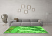 Machine Washable Abstract Green Modern Area Rugs in a Living Room,, wshabs2573grn