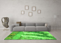 Machine Washable Abstract Green Modern Rug, wshabs2573grn