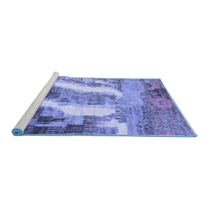 Sideview of Machine Washable Abstract Blue Modern Rug, wshabs2573blu