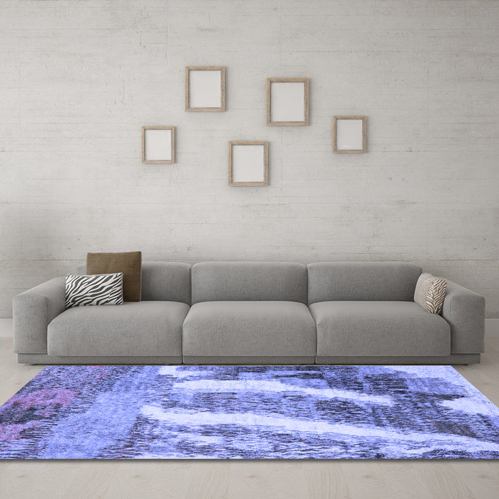 Machine Washable Abstract Blue Modern Rug in a Living Room, wshabs2573blu