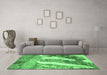 Machine Washable Abstract Emerald Green Modern Area Rugs in a Living Room,, wshabs2573emgrn