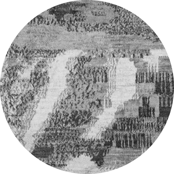 Round Machine Washable Abstract Gray Modern Rug, wshabs2573gry