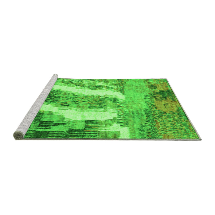 Sideview of Machine Washable Abstract Green Modern Area Rugs, wshabs2573grn