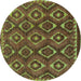 Round Abstract Turquoise Modern Rug, abs2574turq