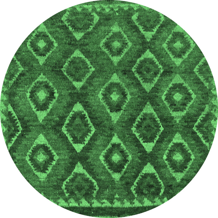 Round Abstract Emerald Green Modern Rug, abs2574emgrn