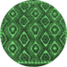 Round Abstract Emerald Green Modern Rug, abs2574emgrn