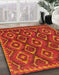 Machine Washable Abstract Orange Red Rug in a Family Room, wshabs2574