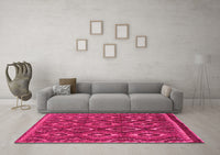 Machine Washable Abstract Pink Modern Rug, wshabs2574pnk