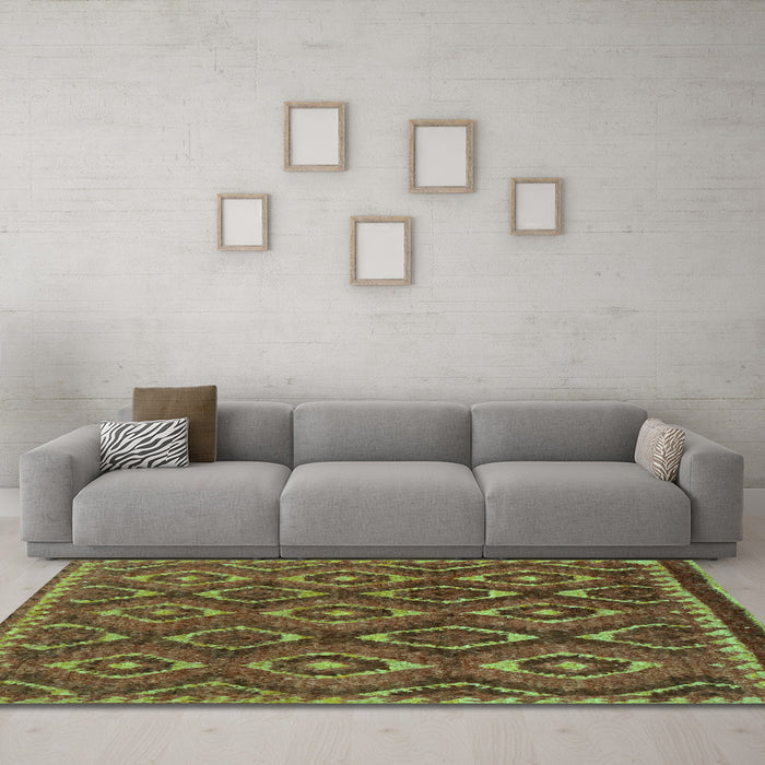 Machine Washable Abstract Turquoise Modern Area Rugs in a Living Room,, wshabs2574turq