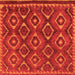 Square Machine Washable Abstract Orange Modern Area Rugs, wshabs2574org