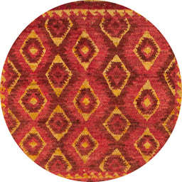 Round Abstract Orange Red Modern Rug, abs2574