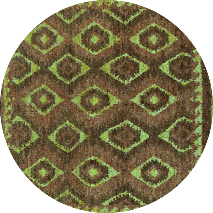 Round Machine Washable Abstract Turquoise Modern Area Rugs, wshabs2574turq
