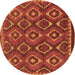 Round Machine Washable Abstract Brown Modern Rug, wshabs2574brn