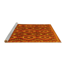 Sideview of Machine Washable Abstract Yellow Modern Rug, wshabs2574yw