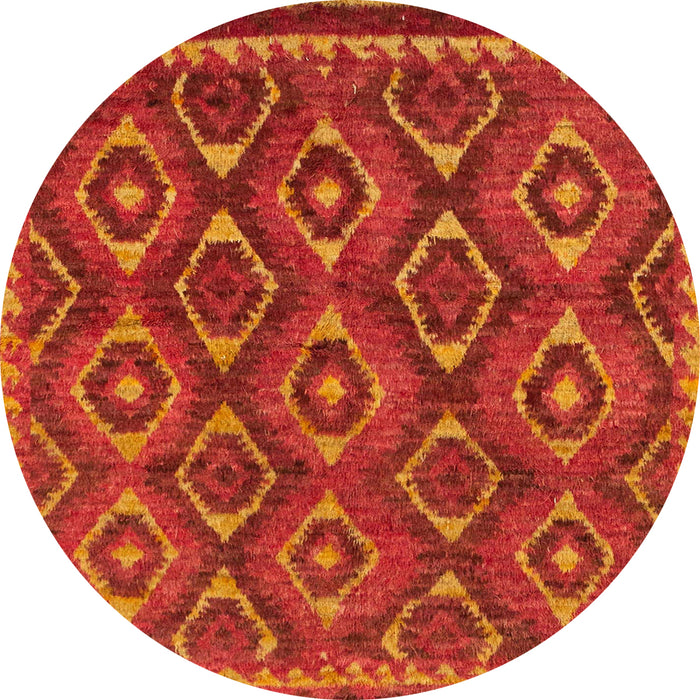 Round Machine Washable Abstract Orange Red Rug, wshabs2574
