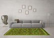 Machine Washable Abstract Green Modern Area Rugs in a Living Room,, wshabs2574grn