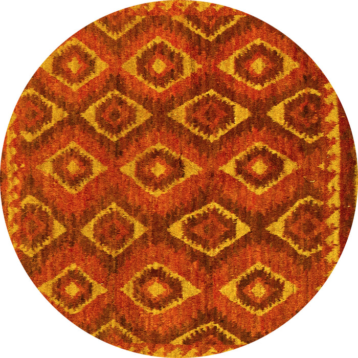 Round Machine Washable Abstract Yellow Modern Rug, wshabs2574yw