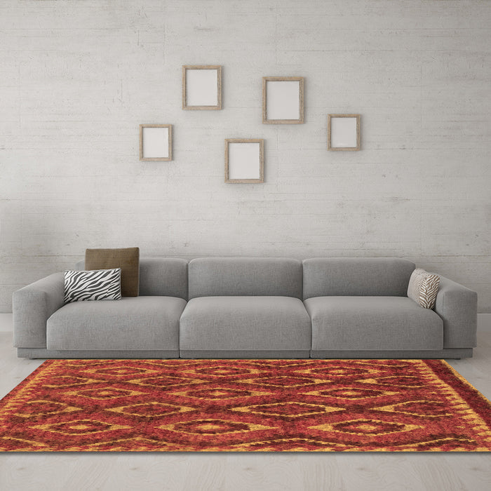 Machine Washable Abstract Brown Modern Rug in a Living Room,, wshabs2574brn