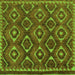 Square Machine Washable Abstract Green Modern Area Rugs, wshabs2574grn