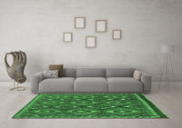 Machine Washable Abstract Emerald Green Modern Rug, wshabs2574emgrn