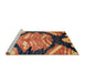 Sideview of Machine Washable Abstract Brown Red Rug, wshabs2575