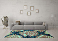 Machine Washable Abstract Light Blue Modern Rug, wshabs2575lblu