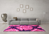 Machine Washable Abstract Pink Modern Rug, wshabs2575pnk