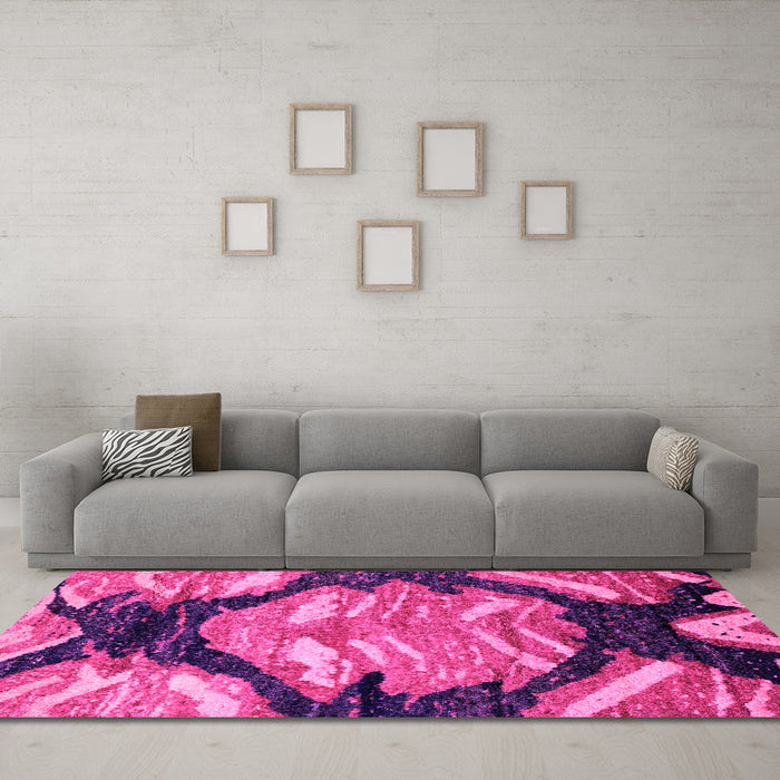 Machine Washable Abstract Pink Modern Rug in a Living Room, wshabs2575pnk