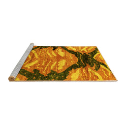 Sideview of Machine Washable Abstract Yellow Modern Rug, wshabs2575yw