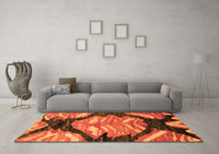 Machine Washable Abstract Orange Modern Rug, wshabs2575org