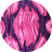 Round Machine Washable Abstract Pink Modern Rug, wshabs2575pnk