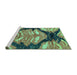 Sideview of Machine Washable Abstract Turquoise Modern Area Rugs, wshabs2575turq