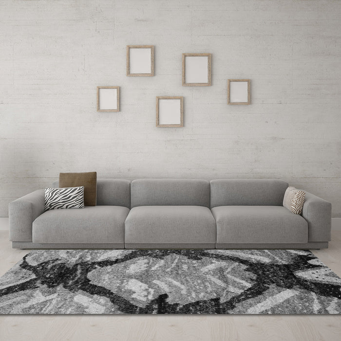 Machine Washable Abstract Gray Modern Rug in a Living Room,, wshabs2575gry