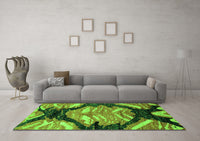 Machine Washable Abstract Green Modern Rug, wshabs2575grn