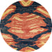 Round Machine Washable Abstract Brown Red Rug, wshabs2575