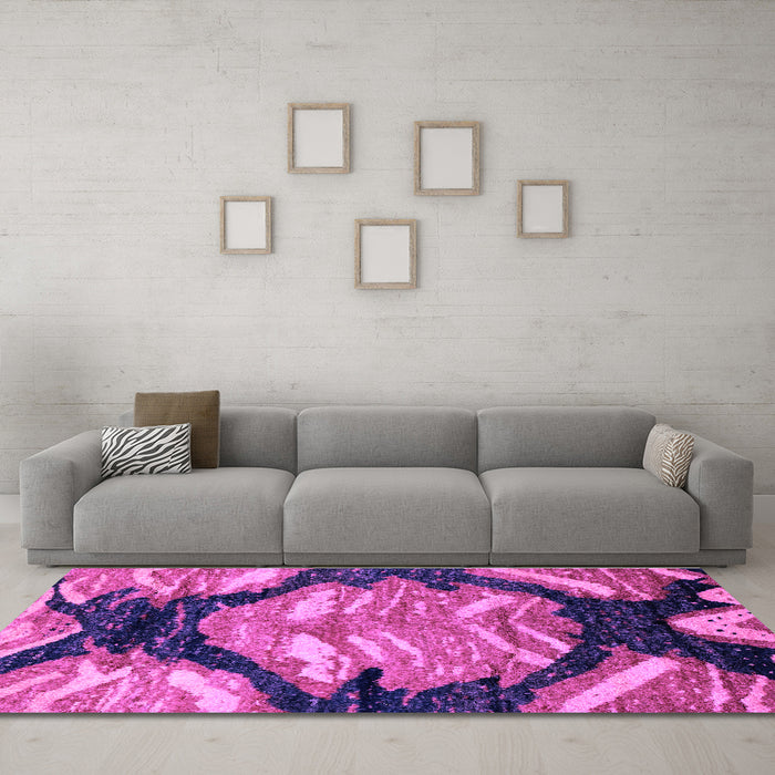 Machine Washable Abstract Purple Modern Area Rugs in a Living Room, wshabs2575pur
