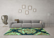 Machine Washable Abstract Turquoise Modern Area Rugs in a Living Room,, wshabs2575turq