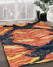 Machine Washable Abstract Brown Red Rug in a Family Room, wshabs2575